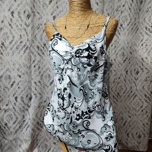 Giorgio Fiorlini Y2K Babydoll Top L Gray Paisley Sleeveless Whimsigoth Fairy
